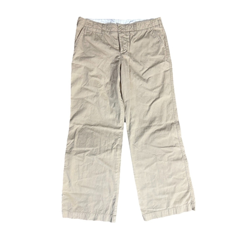 Norma‎ Kamali Women Size 12 Straight Leg Beige Tan Pants Neutral 100% Cotton
